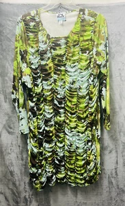 New Future Collection-Women's Green Floral Ruffle Dress Size 1X - Picture 1 of 7