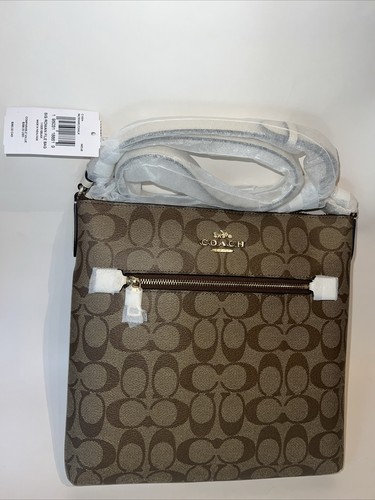 Coach C1554 Borsa file Rowan cachi gesso tela firmata. Spedizione nuova e gratuita