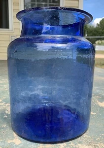 Vintage Extra Large Cobalt Apothecary 10” Tall Jar Waves Glass Jug - Picture 1 of 5