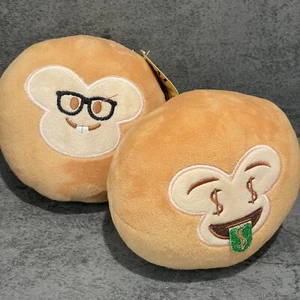 Lot of 2, Emoji Sign Monkey Plush Stuffed Toy Nerdy Glasses & Money Eyes 6" - Picture 1 of 8