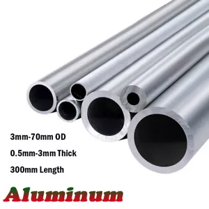 Aluminium Tube Aluminium Profile Round Tube 3mm-70mm OD 0.5mm-3mm Thickness 300mm Length - Picture 1 of 8