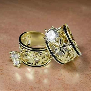 15mm Gold Hawaiian CZ Ring plumeria cut out design - Picture 1 of 4