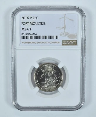 2016-P Washington Quarter Fort Moultrie America The Beautiful MS67 NGC *1098 - Image 1 of 4