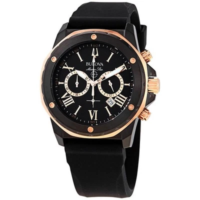 Bulova Marine Star Chronograph Quartz Black Dial Men's Watch 98b307 - Image 1 of 4