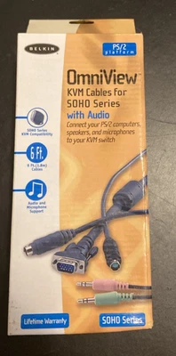 Belkin OmniView KVM Cable for SOHO Series with Audio/VGA PS/2 3.m/6ft - Image 1 of 4