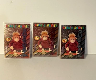 Beanie Baby TRADING CARD - Ser 3 - Birthday SCHWEETHEART; Teal, Magenta, Silver - Image 1 of 2