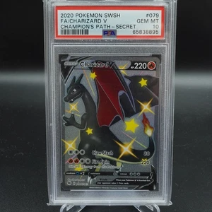 PSA 10 GEM MINT POKEMON CHAMPION'S PATH CHARIZARD V FULL ART SECRET CARD #079 - Picture 1 of 2