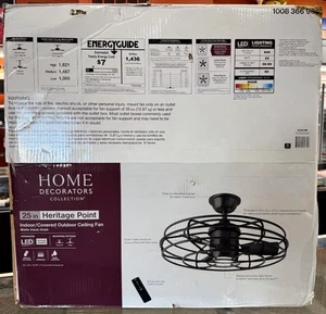 Home Decorators Collection Heritage Point 25" Indoor/Outdoor Black Ceiling Fan - Picture 1 of 7