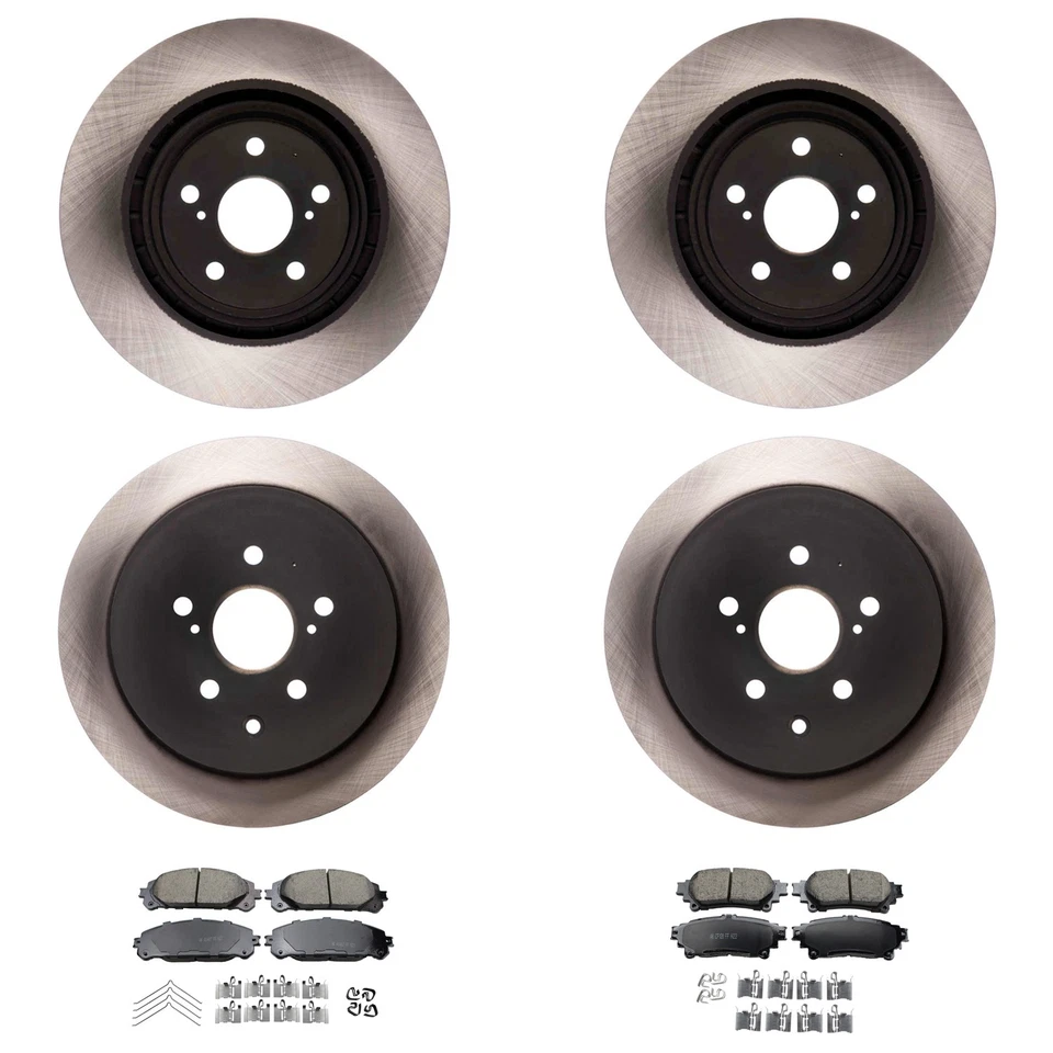 Комплект керамических дисковых тормозных колодок Advics передний задний ротор Akebono ProACT для Highlander - Изображение 1 из 1