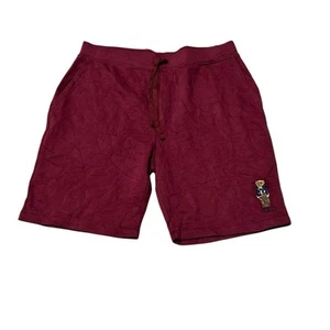 Polo Ralph Lauren Bear Fleece Shorts Mens Maroon Size Large - Picture 1 of 9