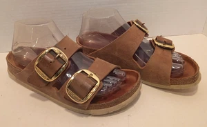 BIRKENSTOCK 245 Arizona Hebilla Grande Slides Talla 38 L7/M5 Coñac Cuero Nobuck - Imagen 1 de 12