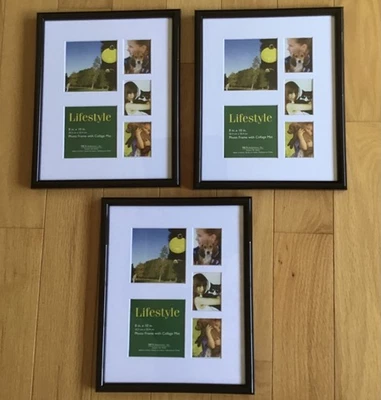 Marco de fotos Lifestyle 8 X 10 negro con alfombrilla de collage blanca (juego de 3) nuevo* Foto 1 de 3