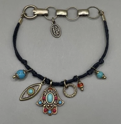 Pulsera Michael Golan Mujer Tono Bronce Metal Turquesa Mal de Ojo Hamsa Mano Foto 1 de 4