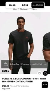 Porsche x BOSS cotton T-shirt With Moisture-Control FinishBlack Size XL - Picture 1 of 13