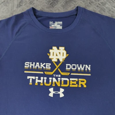 Notre Dame Fighting Irish Hockey Shirt Under Armour HeatGear Blue Boys Youth XL - Image 1 of 4