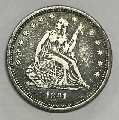 1861 Philadelphia Silver Seated Quarter Very Fine Details - Image 1 of 4