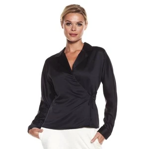 Jeffrey Banks Charmeuse Dolman-Sleeve Wrap Blouse 194554A - Picture 1 of 3