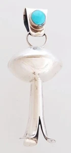 Navajo Handarbeit Sterlingsilber mit Türkis Kürbis Blüte Anhänger - Bild 1 von 3