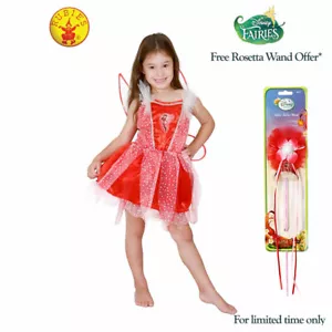Rosetta Garden Fairy Costume Disney Girls Tinkerbell Dress Wings FREE Wand 4-6y - Picture 1 of 6