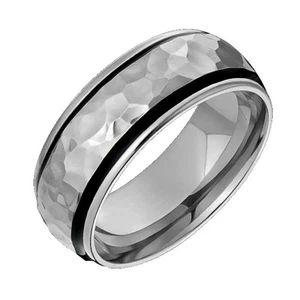 Titanium Ring With Single Groove & Black Acrylic Inlay Polished Engagement Band  - Picture 1 of 1
