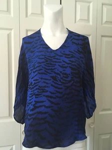 Madison Marcus XS Blue Silk Tunic Back Tie VGUC - Picture 1 of 3