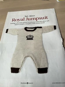 Girl Boy Baby Knitting Pattern: 0-6m Royal Jumpsuit All In One - Picture 1 of 2