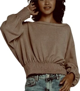 Free People We The Free hellbraun/braun Oversize Top Karneval Boho lässig kastig - Bild 1 von 3
