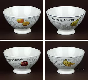 Williams Sonoma LES JOURNAL: Complete Set of 4 Bowls, MINT! French Newspaper - Picture 1 of 10