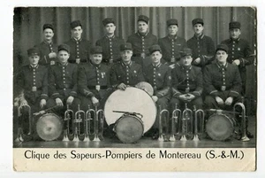 CPA 77 Montereau PHOTO Format Carte postale Clique des Sapeurs Pompiers - Imagen 1 de 2