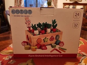 KMTJT*New In Box Toddlers Montessori Wooden Toys Farm Orchard Intelligence Car - Picture 1 of 19
