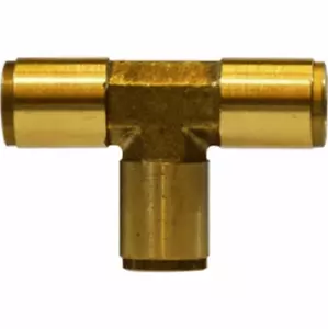 Brass Push-To-Connect 1/4" Union Tee Nylon Tube Quick Disconnect, Fits 1/4 OD - Picture 1 of 1