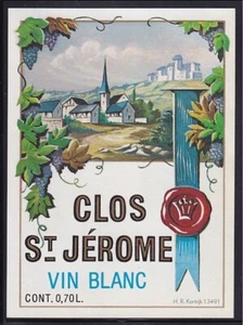 CLOS ST. JEROME VIN BLANC WINE LABEL 3-1/2 x 4-3/4 INCH - Picture 1 of 1