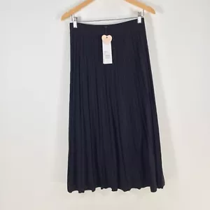NEW Review womens crepe knit karlie skirt size 8 black flare midi stretch 097139 - Picture 1 of 10
