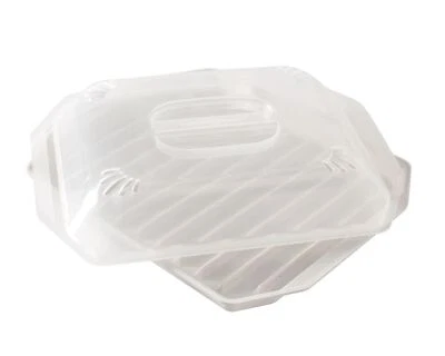 Bacon Rack with Lid 10.25x8x2 Inches White - Image 1 of 4