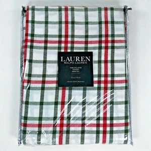 Ralph Lauren Holiday Plaid 70" runde Tischdecke weiß/grün/rot Weihnachten Tartan/Karo - Bild 1 von 8