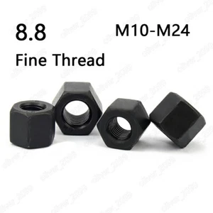Fine Thread Black 8.8 Steel Hexagon Thick Nuts M10 M12 M14 M16 M18 M20 M22 M24 - Picture 1 of 5