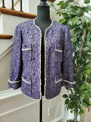 Talbots Women's Purple Rayon & Wool Long Sleeve Open Front Fitted Blazer Size 12 - Image 1 of 4