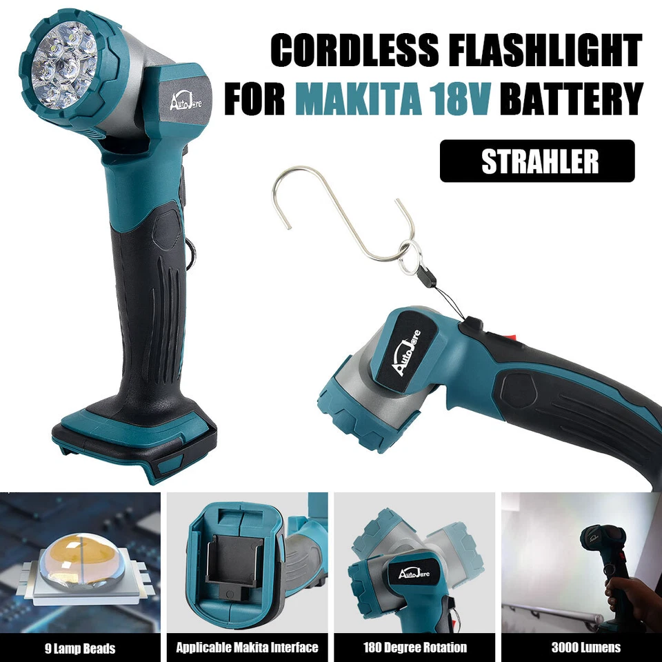 3000 Lumen Taschenlampe LED 30W Für Makita Akku Arbeitsleuchte 18V Arbeitslicht - Bild 1 von 4