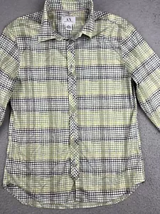 AX Armani Exchange Shirt Mens Medium Abstract Geometric Long Sleeve Green White - Picture 1 of 11