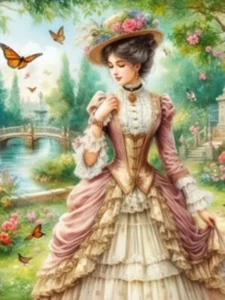FULL DRILL ~ DIY DIAMOND PAINTING~ 30 X 40 CM~VICTORIAN WOMAN~ USA STOCK - Picture 1 of 1