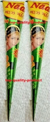 NAAZ ORIGINAL DULHAN CONE 2 x NEW FRESH Original Naaz Bridal Mehndi Cones Temporary Henna Dark Brown Halal