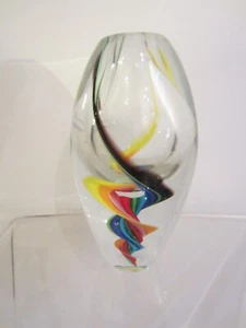 Exklusives Bayer Werbegeschenk - tolle Glas Vase bunte Spirale Murano Stil - Bild 1 von 5