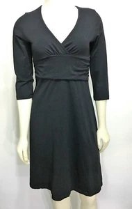 Vestido Patagonia S Negro Cuello en V Manga 3/4 Hasta la Rodilla Línea A Algodón - Imagen 1 de 5