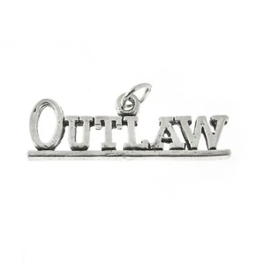 Outlaw Biker Motorcycle 925 Solid Sterling Silver Charm Pendant MADE IN USA - Picture 1 of 3