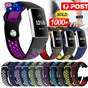 For Fitbit Charge 3/4 Soft Silicone Adjustable Replacement Sport Strap Band - Picture 1 of 19