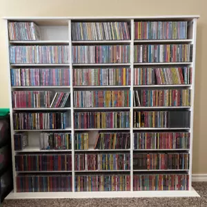 Wood Media Storage Cabinet CD DVD VHS Movie Organizer Wall Mount Shelf White - Picture 1 of 8
