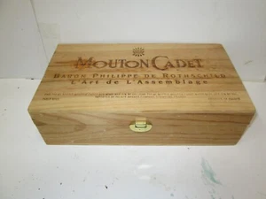 Vintage Mouton-Cadet Wooden Box Wine Crate Baron Philippe de Rothschild France - Picture 1 of 3