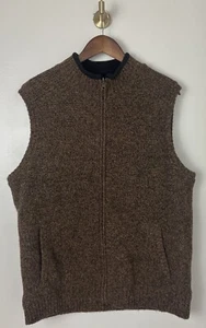Pendleton Shetland Washable Wool Full Zip Vest Size Large Brown Fleece Lined - Picture 1 of 15