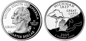 2004  S MICHIGAN SILVER PROOF 25c GREAT LAKES QUARTER  90% SILVER - Picture 1 of 1