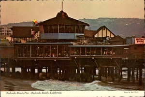 Redondo Beach Pier CA 4x6 Continental Postcard Deckle edge - Picture 1 of 2